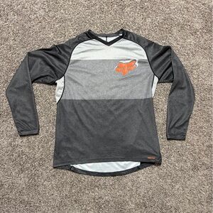 Fox Gray and Black Long Sleeve Mountain Bike Jersey Men’s Large